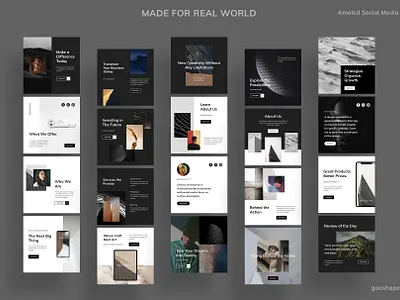Amoled Photoshop Social Media Pack blogger brand branding creativemarket goashape instagram post layout marketing site minimal photoshop pinterest shares social media template web