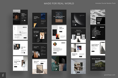 Amoled Photoshop Social Media Pack blogger brand branding creativemarket goashape instagram post layout marketing site minimal photoshop pinterest shares social media template web