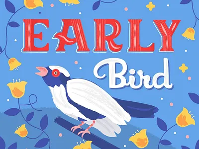 Early bird illustration lettering