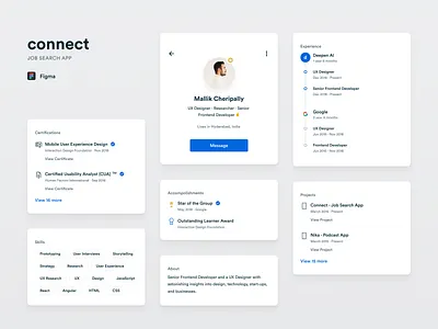 Connect App - Product #4 app cards cards design clean clean design design flat jobs mobile mobile app mobile app design product profile resume ui ux