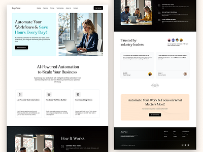 ZapFlow Saas Landing Page b2b design landing page landing page saas management product design saas saas landing page ui ui component ux web web design website zepflow