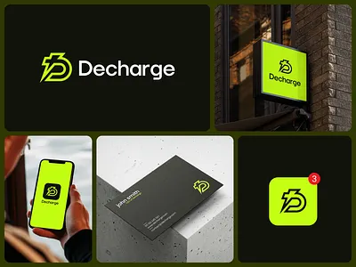 Decharge Logo Design. brand identity brand mark branding charge logo d icon d letter d letter logo electric logo energy logo icon logo logo design logomark logos logotype minimal minimalistic logo power logo typography vector