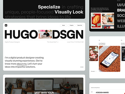 Hugo Dsgn - Personal Portfolio Website agency bold branding clean design digital product freelancer landing page market minimal minimalist personal portfolio portfolio ui ui design ui visual design uiux ux web design website