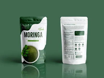 Moringa Powder Standup Pouch Design food bag food pouch graphic design moringa powder bag packaing and label design pouch design powder pouch standup pouch