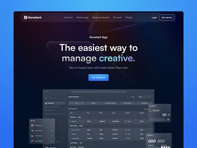 Konstant Kreative App Landing Page design illustration landing page product saas ui ux web design