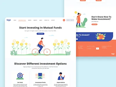 Investment Landing Page animation branding dribbble best shot icon illustration investment landingpage logo minimal money typography ui ux web web design website website concept website design