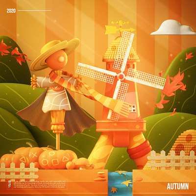 2020-Autumn 3d autumn font design graphic design octanerender scarecrow typography