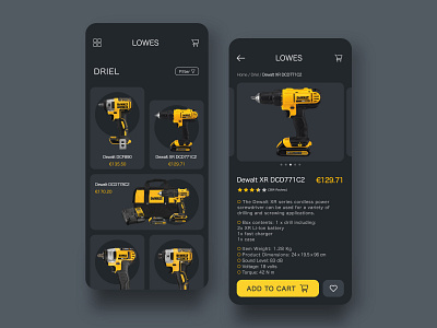 Mobile App - lowes.com app basket card dark dark theme dark ui design e comerce ecommerce eshop interface minimal product shop ui ui trend uidesign userinterface uxdesign