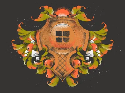 Family Crest Illustration apple coat of arms coatofarms crest decorative dribbleweeklyarmup family family crest illustration leaf natural nature noise orchard ornamental ornaments shield textured vector wood