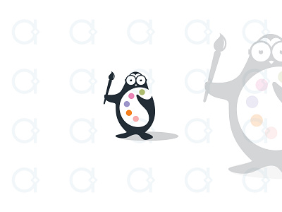 Penguin Logo animal animals art canvas decor design fun home decor logo mascot multimedia negative space paint painter painting brushes penguin penguins sea vector