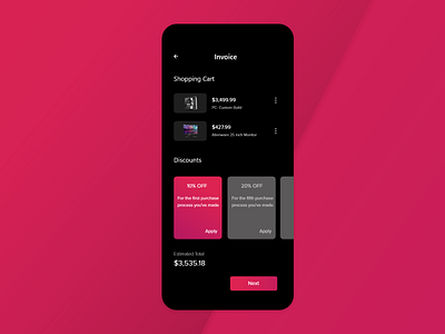 Day 046 l Invoice 100 days challenge adobexd dark mode day 046 dayliui design invoice mobile app ui ux web website