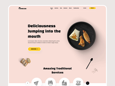 Dineclub Web Header branding design food food app illustration interface landing minimal page product restaurant web website