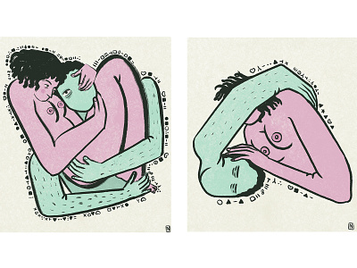 b couple doodle green hug illustration line love pink procreate