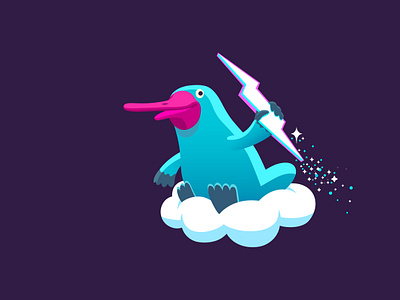 Thundr plat animal branding cartoon character cloud code colour design dribbble fantasy illustration mascot platypus tech thunder