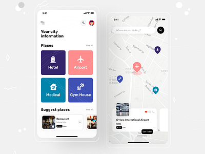 City information app concept application applications card city information home screen ios map minimal app mobile ui mobileappdesign modern app popular shot screen typography ui ux