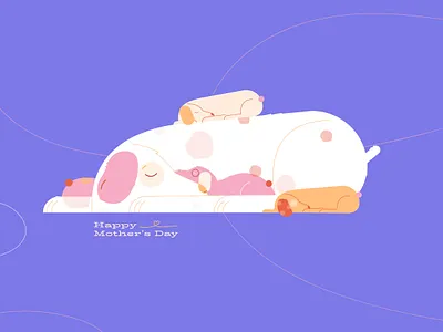 Happy Mother's Day design dog dog illustration illustration illustrator love mothers purple