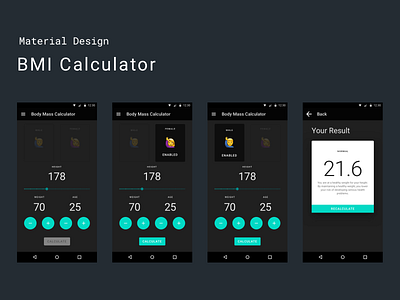 Flutter Template Material Design UI – BMI Calculator App android app design flutter ios app design material material design material ui materialdesign mobile app design mobile design mobile ui