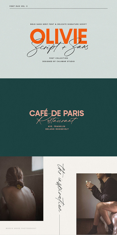 Olivie Font Duo // Script & Sans advertising branding calligraphy font casual font design font font duo font pair fonts hand lettered handwriting font handwritten font lettering logo fonts sans serif fonts script font script fonts serif fonts signature font typography