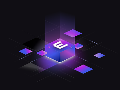 Isometric illustration api brand crypto fintech glow illustration iso isometric product tech