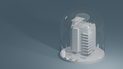 Isometric Apartment - Glass Globe 3d art blender illustration isometric lighting low poly minimal minimalistic render simple white