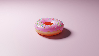 Realistic 3D Donut With Pink Icing blender dessert pink sweet