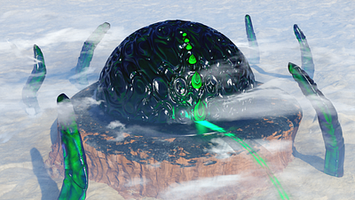 Alien Capsule 3D Render 2020 3d art 3drender alien blender desert landscape materials mesa meteor organic procedural sci fi