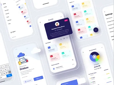 Dribbox Dark Mode - Online Cloud Storage app branding cards cloud dark theme design figma file manager folder freebies icon illustration login menu design mobile online profile typogaphy ui vector