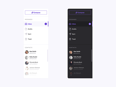 UI Kit Navigation Components - Light & Dark app component component library menu navigation ui uidesign uiux