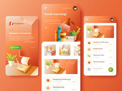 FoxBooks App dailyui flat icon illustration logo minimal typography ui ux web