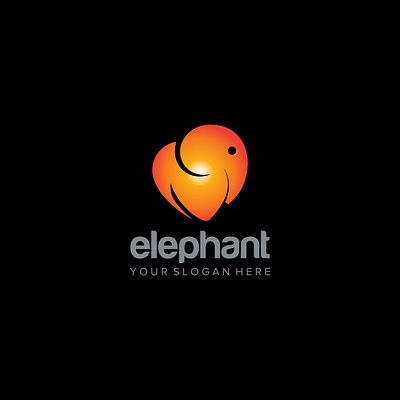 abstract love elephant animal app business design elephant flat icon identity illustration logo vector