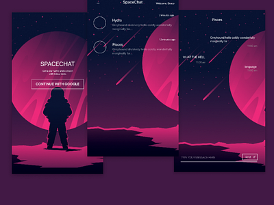 Space chat app concept chat ui