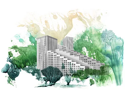 Urban editorial illustration building illustration digital illustration editorial illustration illustration monoprint urban art