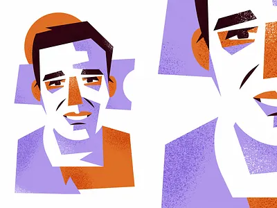 Geometry portrait adobe illustrator artwork face flat geometry illustration orange portrait purple vector vector illustration