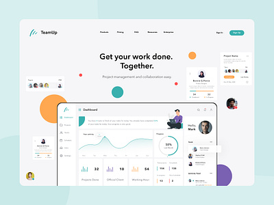 TeamUp - Landing Page clean collaboration components dashboard design landing page management projects sketchapp team ui ux webdesign website work