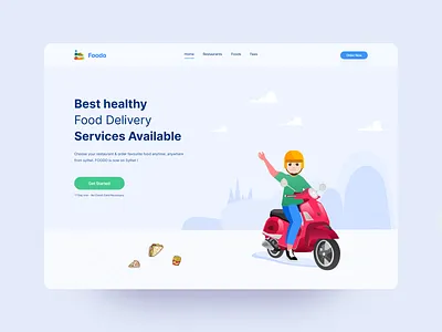 Free Illustration ( Delivery Man) branding creative delivery delivery app delivery man food food and drink food app food illustration foodie illustration illustrator landing page ui web webdesign website
