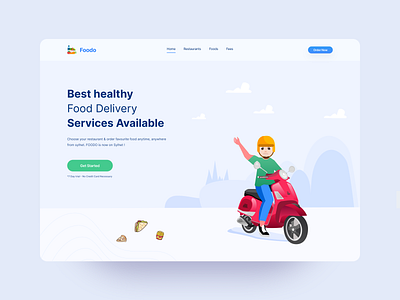 Free Illustration ( Delivery Man) branding creative delivery delivery app delivery man food food and drink food app food illustration foodie illustration illustrator landing page ui web webdesign website