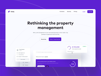 🏠 Fieldly Landing Page V2 - Property Management branding clean clean landing page webste color dashboard desktop e commerce fieldly fintory header hero landing page online shopping page ui product property management real estate web website