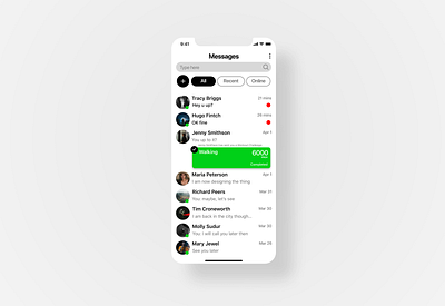 DailyUI #013 Direct Messaging App 013 app challenge chat dailyui design direct fitness goals ios message app messaging mobile multipurpose payment search social ui ux