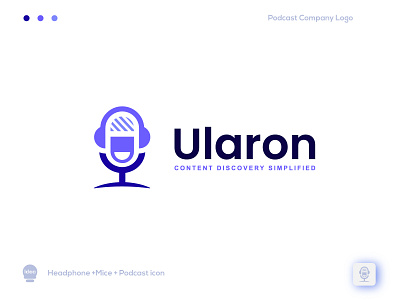 Podcast logo audio headphone logo design meeting mic modern music podcast saas tech youtube