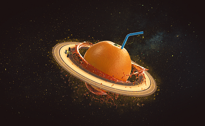 Galactic OJ 3d 3d art 3d artist adobe dimension beer art craft beer design dimension galaxy illustration juice orange outer space photo photoshop planet space