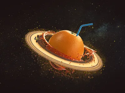 Galactic OJ 3d 3d art 3d artist adobe dimension beer art craft beer design dimension galaxy illustration juice orange outer space photo photoshop planet space