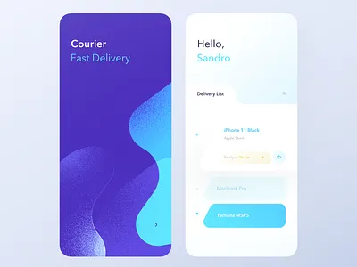 Delivery App — Splash Screen, Order List analytics app courier courier app delivery delivery app delivery service delivery status design ecommerce navigation ndro product profile shipment shipping splash splash screen tracking