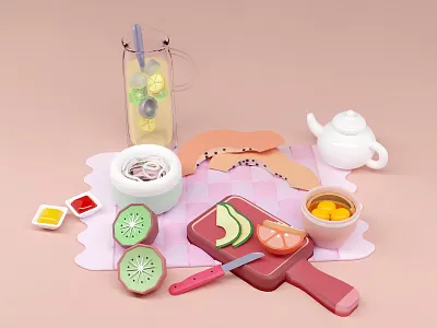 Breakfast is Served! Sorta... 3d artist adobe animation app art direction artist blender breakfast c4d composing concept art design food fruits icons illustration ui ui ux uiux web