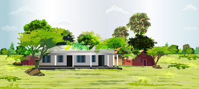 Village school illustration