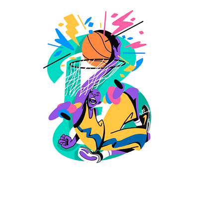 B for Basketball player illustration