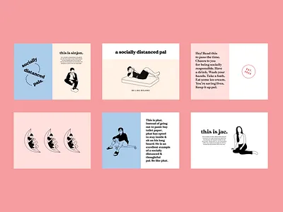 Socially Distanced Pals Brochure brand brand identity branding design illustration personalized quarantine social distancing
