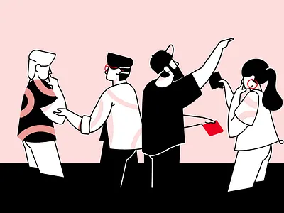 Team affinity designer characters flat illustraion linear team teamwork