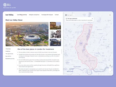 Lea Valley web app for JLL dashboad design map minimal realestate ui ux web webapp