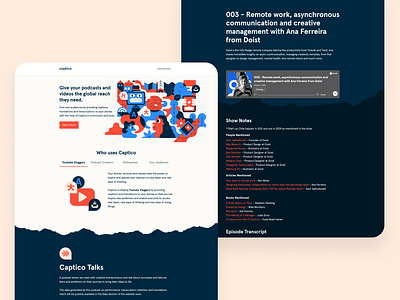 Captico Landing & Podcast Page branding illustration product design ui userinterface webdesign