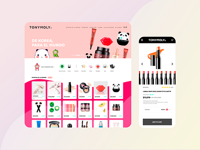 Home and Product page TONYMOLY Concept artwork beautiful colors design ecomerce flat gradient kawaii landing less simple ui web